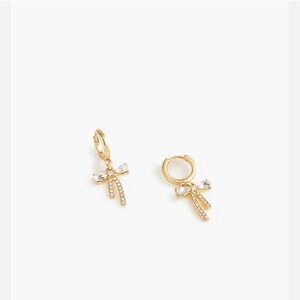 J. Crew Gold Dangly Bow Hoop Earrings for Women